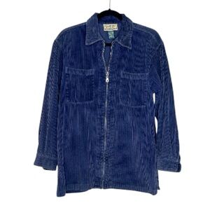 Vintage Express Full Zip large rib corduroy navy blue shacket Top size Small